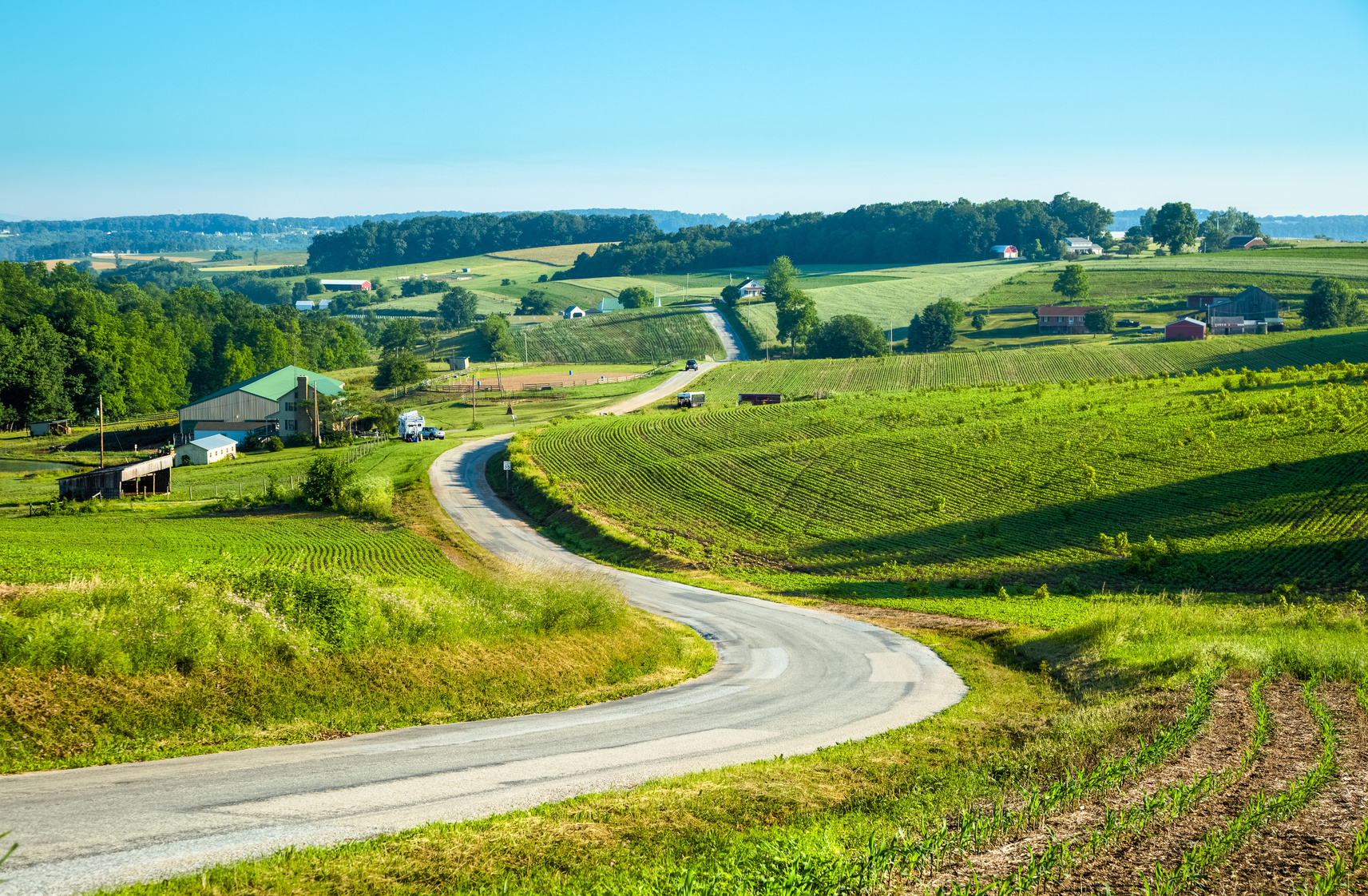 Winding Road Through Central Pennsylvania Farm Country